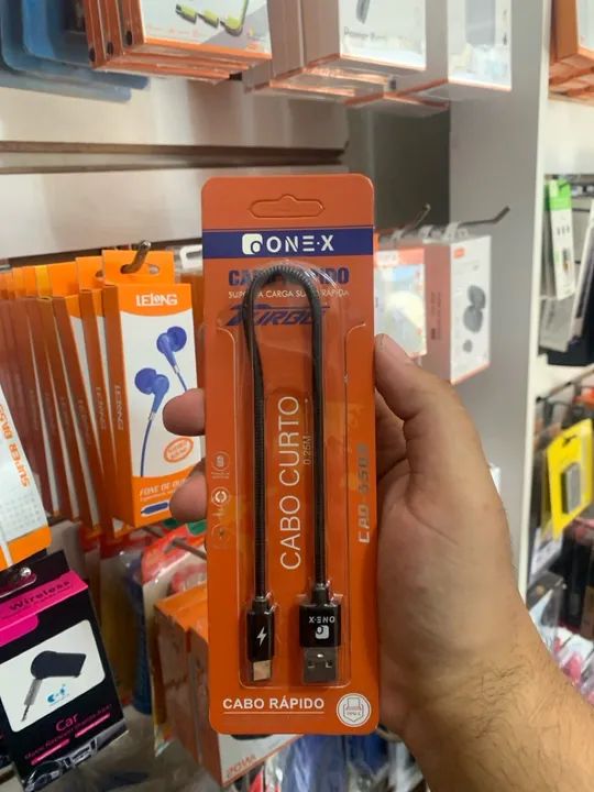 Cabo tipo C e V8 metálico resistente para suporte com carregador 24CM