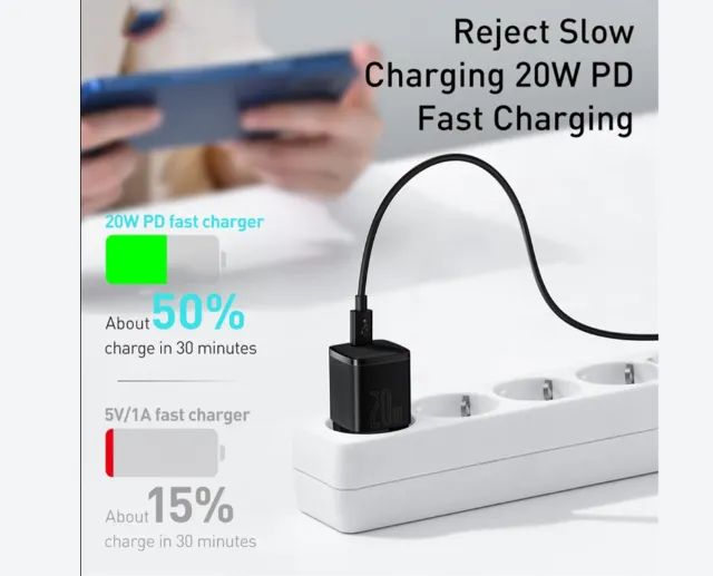 Carregador Baseus 20w tipo C Iphone 15 e outros - Foto 3