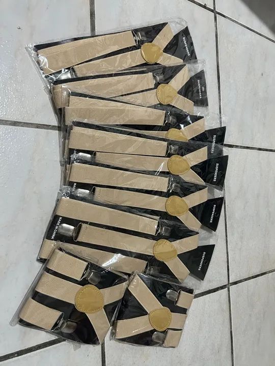 Kit de Suspensórios bege - Entrega grátis!