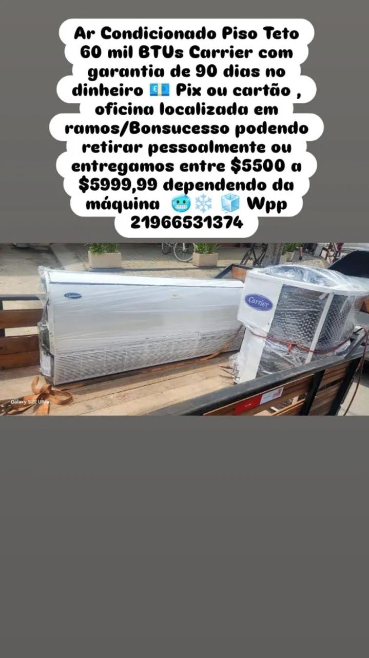 AR Condicionados Piso Tetos de 60k BTUs da CarrieR, Hitachi, Komeco, Springer entre outros