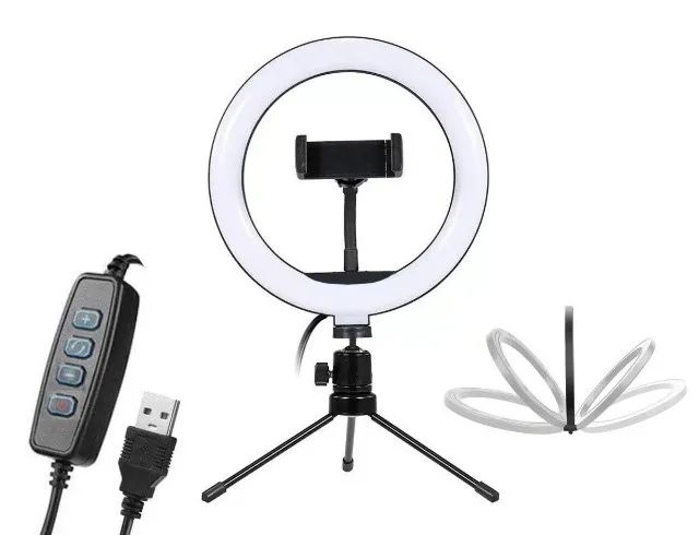  Ring Light 8 Pol + Tripé De Mesa + Suporte Cel Video - Foto 2