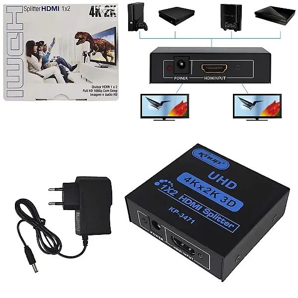 Splitter HDMI Divisor com 1 Entrada e 2 Saídas 3D - Knup em São Luís ma