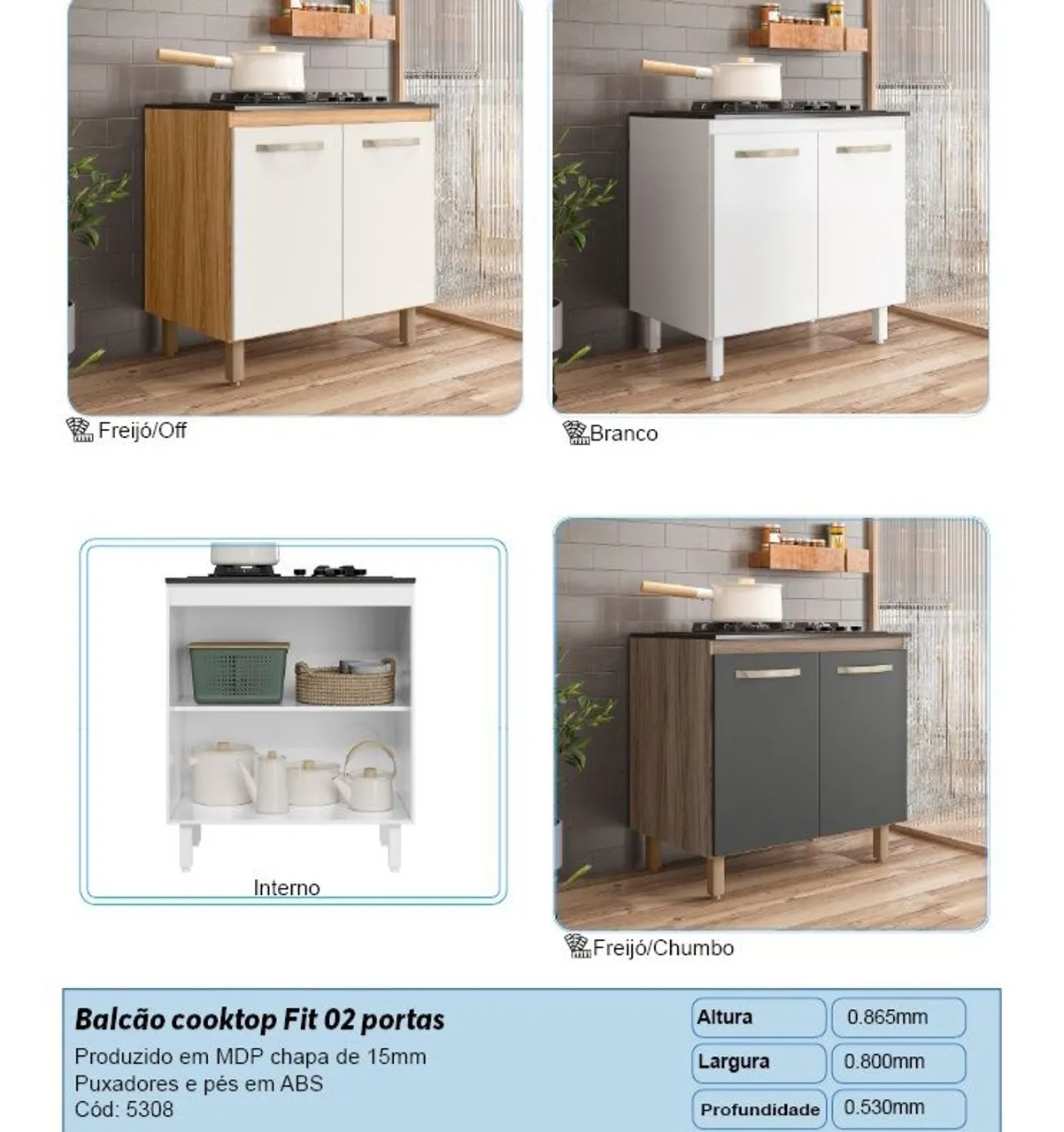 Balcão Cooktop Fit 02 Portas