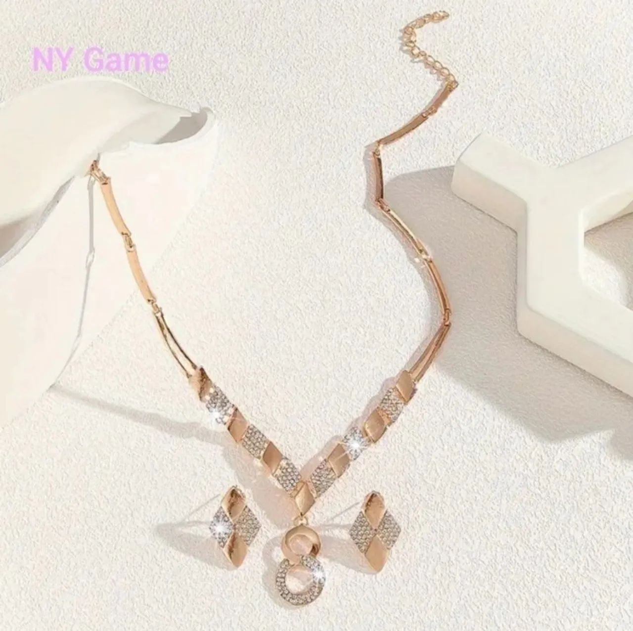 kit Brinco Stud e Colar Ouro 14K - Foto 5