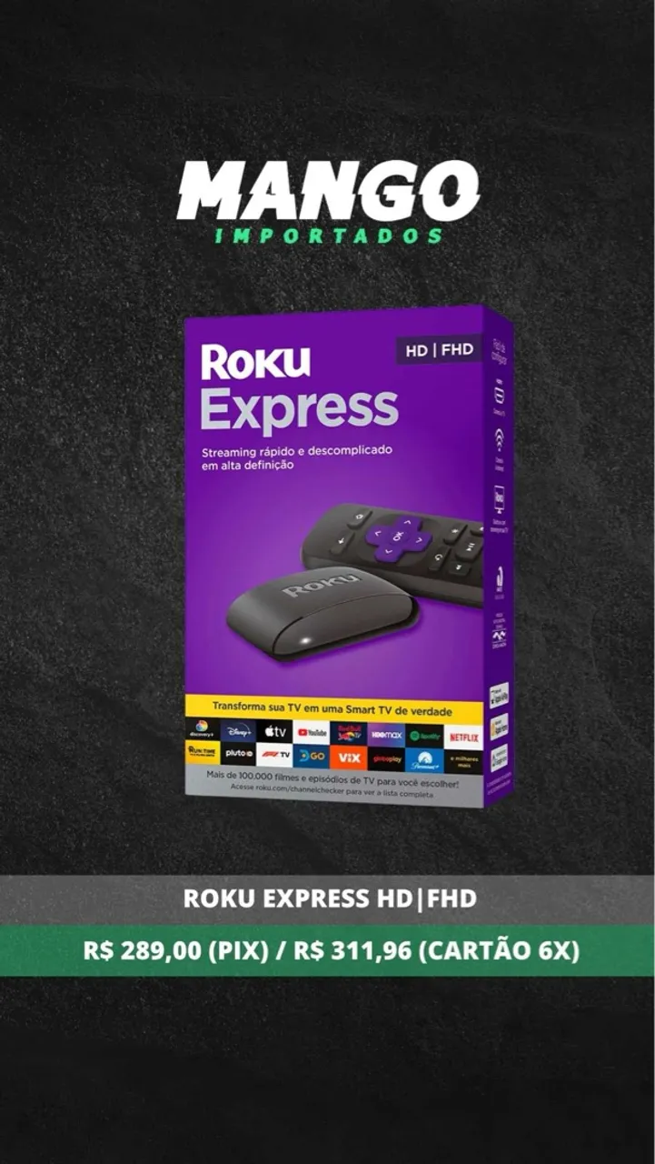 Roku Express HD | FHD - Transforme sua TV em Smart TV
