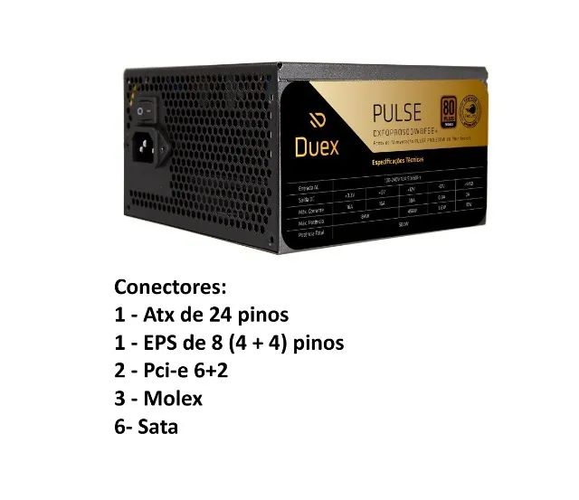 Fonte gamer Duex Pulse Pro atx 500w 80plus - Foto 3