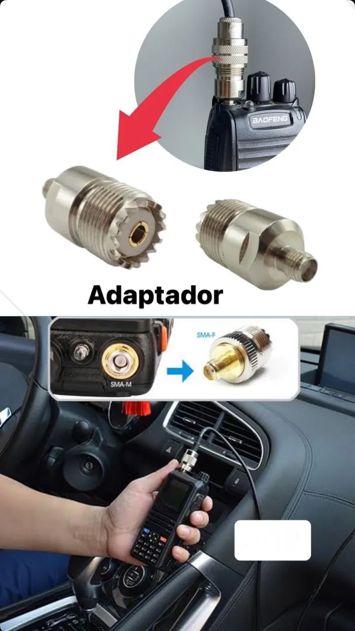 Adaptador rádio comunicador baofeng antena externa 