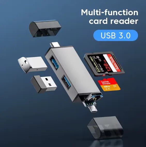 Adaptador 7 Em 1 Hub Otg Tipo-c 3.1 Usb 3.0 Micro Usb - Foto 4