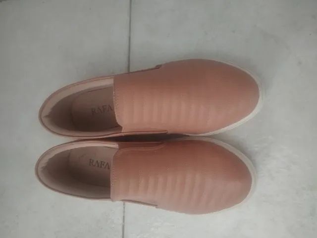 Slip on couro legitimo nude