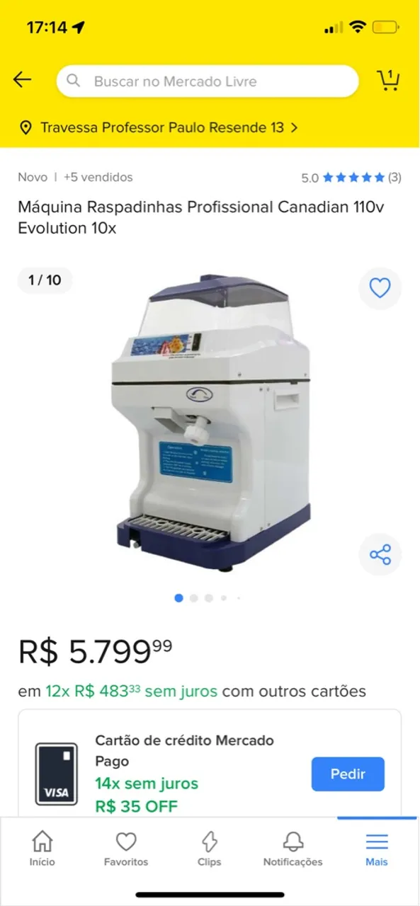 Máquina de raspadinhas Canadian 110v