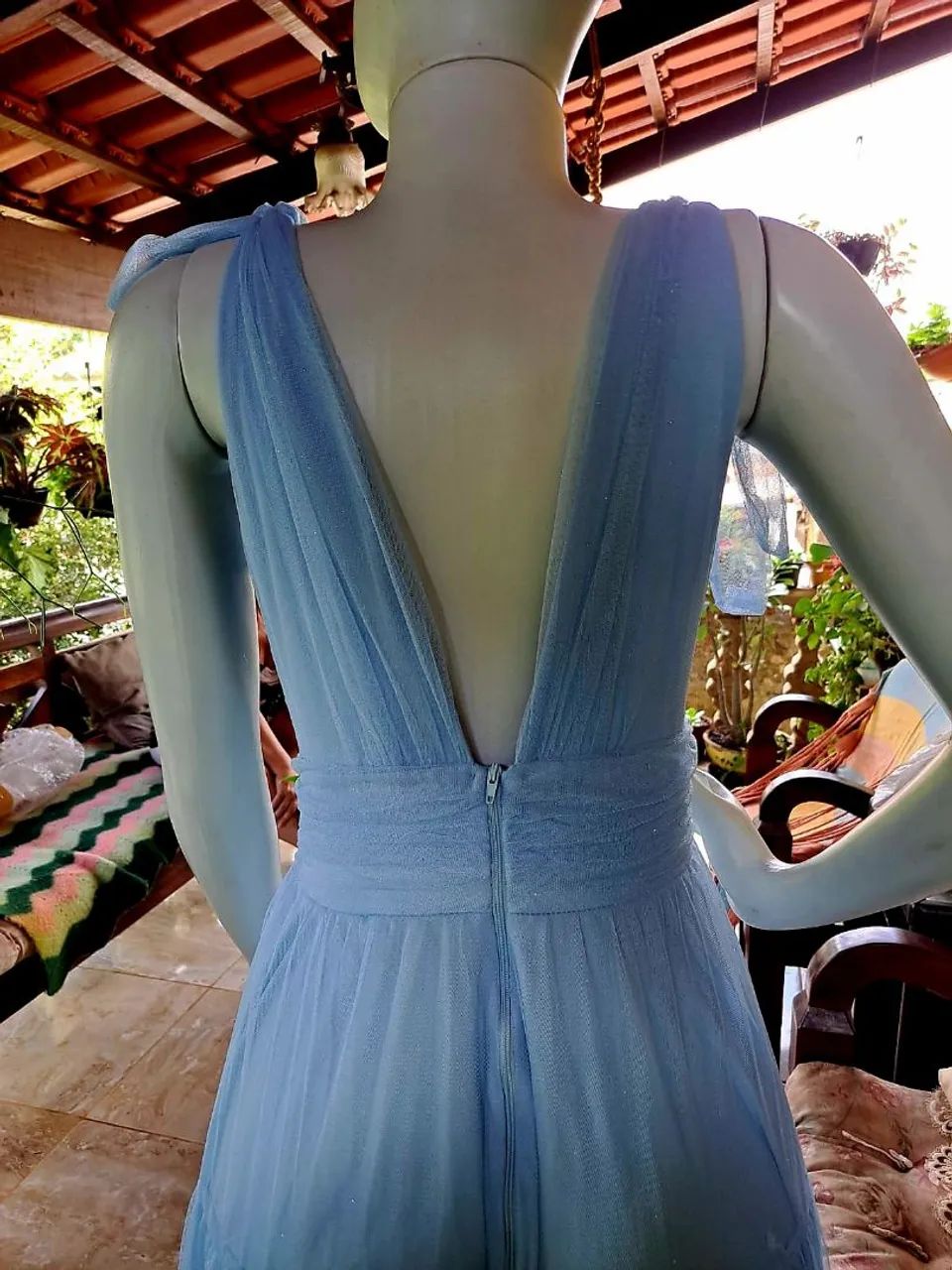 Vestido Azul Claro de Tule com brilho8 - Foto 5