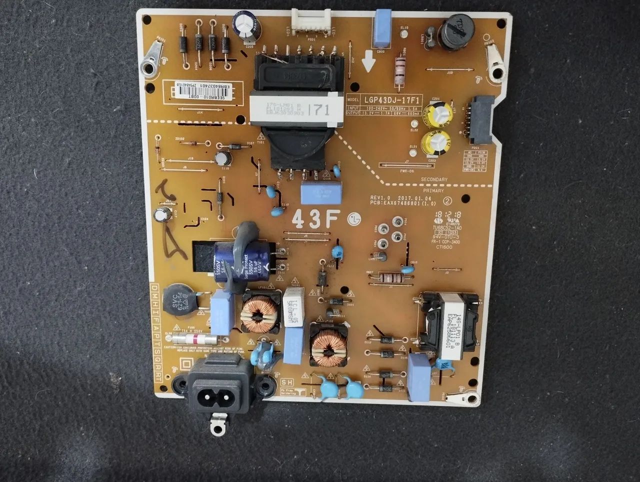 Placa fonte TV LG  43LK5750PSA cod.:LGP43DJ-17F1