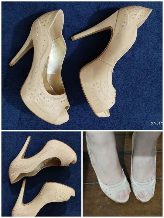 Sandália -Salto feminino dourado com strass - Step One - Foto 4