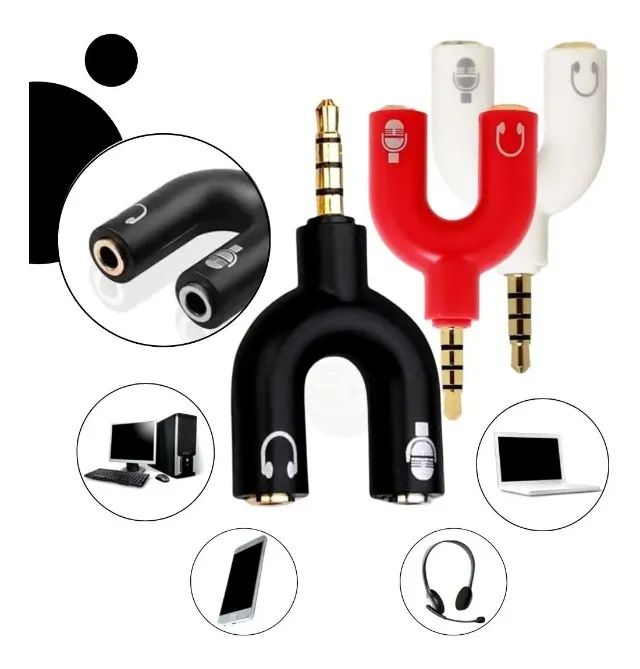 Adaptador Splitter P3 Headset Fone Microfone P2 X P3 Áudio - Foto 3