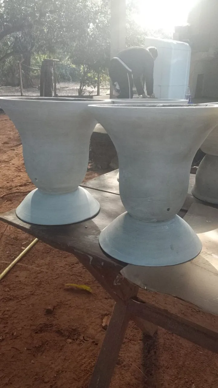 Vasos de plantas em concreto
