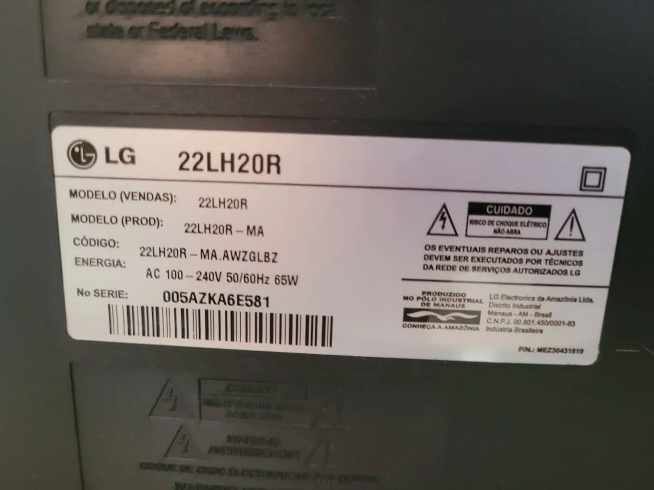 Defective TV monitor.64573484044803123