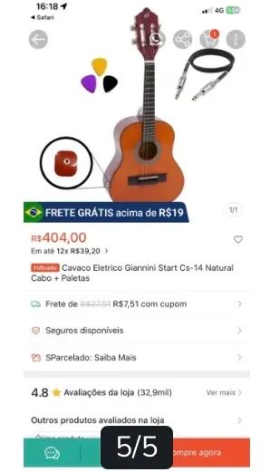 Cavaquinho elétrico Giannini Cs - 14  - Foto 5