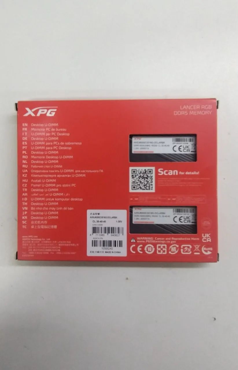 XPG Lancer RAM Memory, RGB, 32GB (2x16GB), 6000MHz, DDR5, CL30, Black - with warranty and invoice64231150477827122