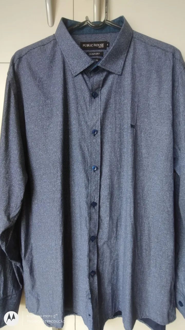 Camisa Social Masculina Public House Azul