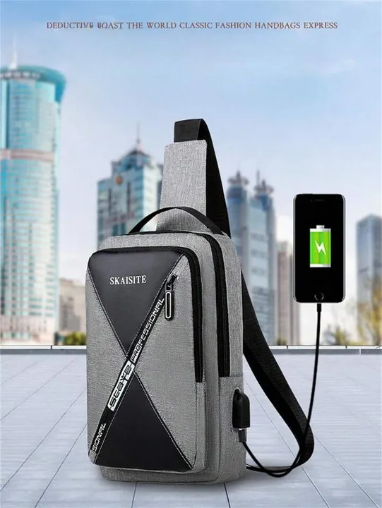 Pochete transversal Casual com Carregador USB - Nova