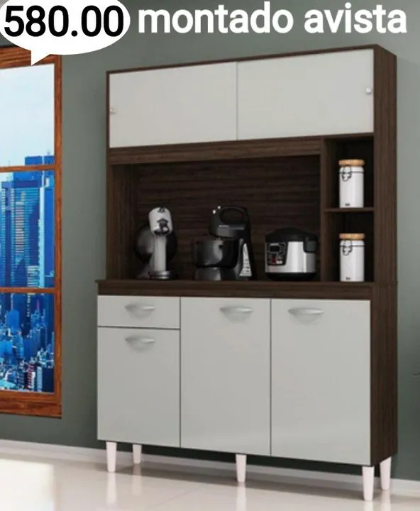 armario cor chocolate off white novo 580.00 com montagem avista