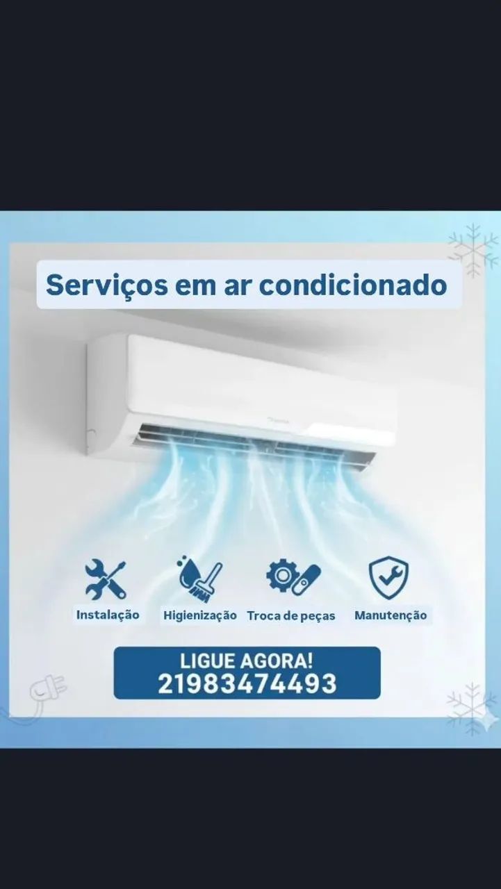 Instalação, limpeza e troca de peças de ar condicionado.