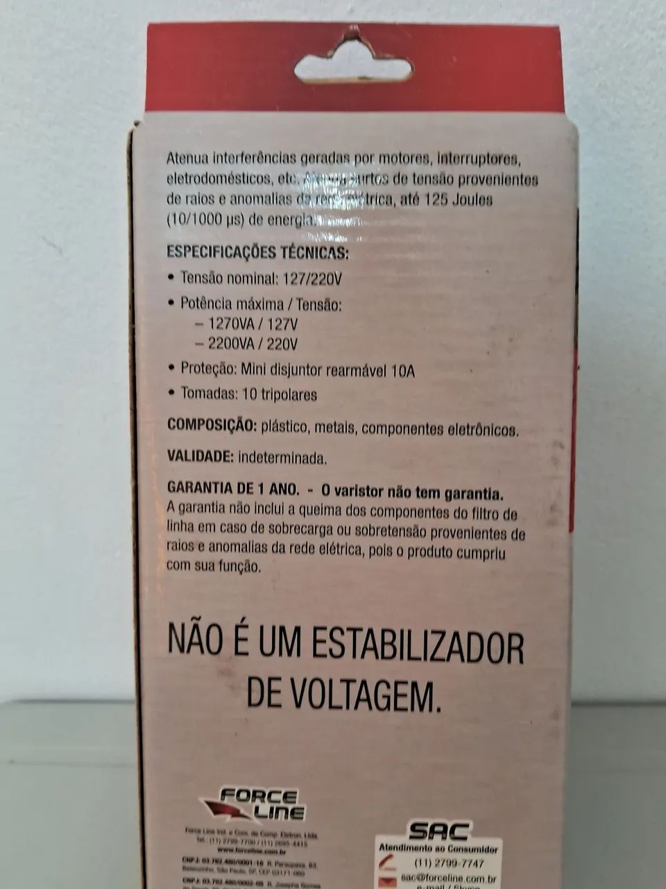 Filtro de linha com chave disjuntores rearmavel  com 10 tomadas - Foto 2