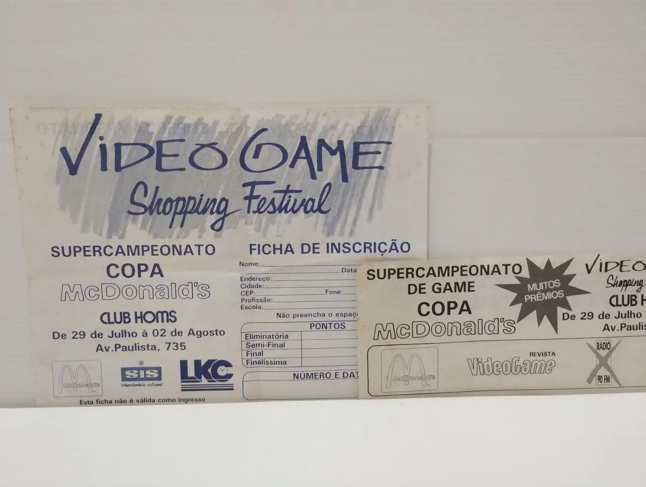 Folhetos Copa MC Donald's e Club Homs - (Revista VídeoGame Anos 90)