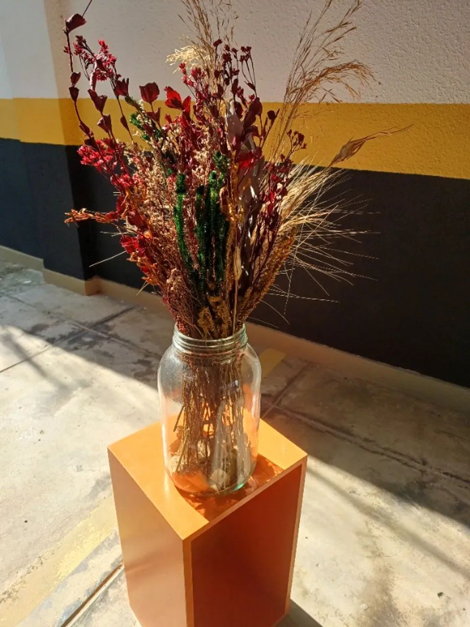 VASO DE VIDRO (POTE) + ARRANJO FLORES SECAS - Foto 4