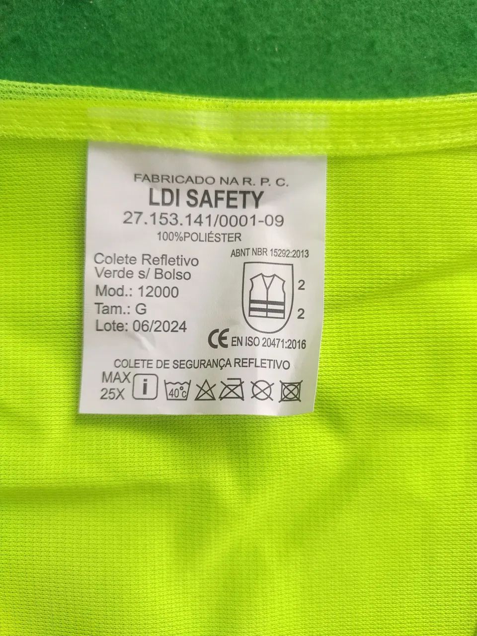 NOVO - Colete refletivo Verde ( bike-caminhada-trabalho ) - LDI SAFETY - Tamanho G  - Foto 3