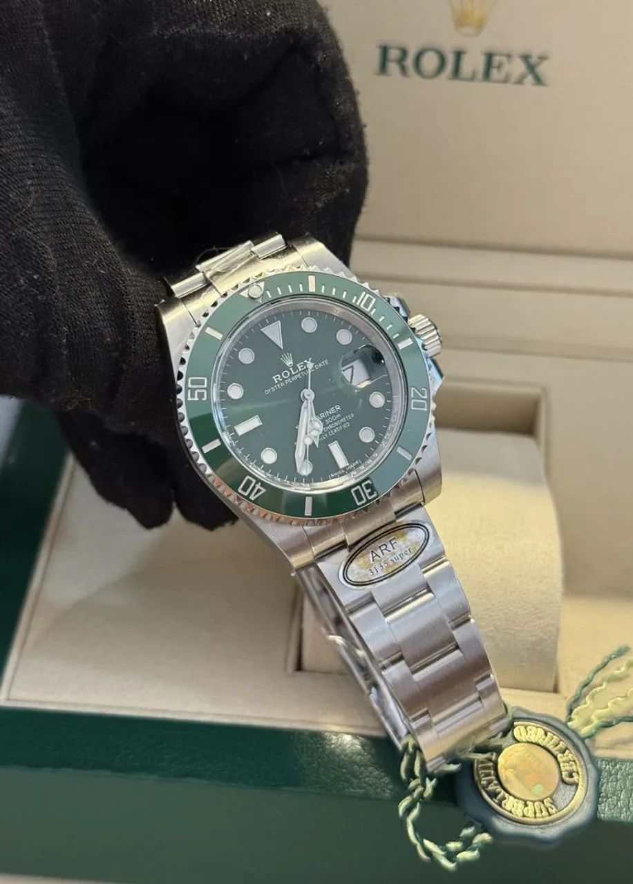 Relógio Estilo Submariner Hulk Automático - Safira e Aço Inox Super ETA 