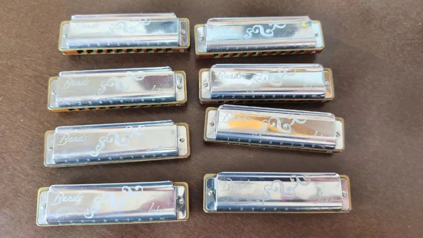 kit 8 gaitas bends juke harmonica diatonica corpo madeira - Foto 5