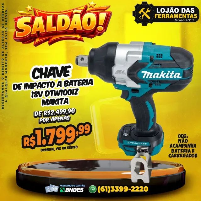 Chave de Impacto a Bateria 18v DTW1001Z Makita