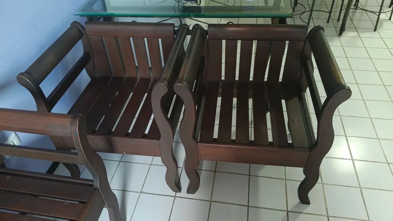 conjunto de sala em madeira antigo - Foto 2