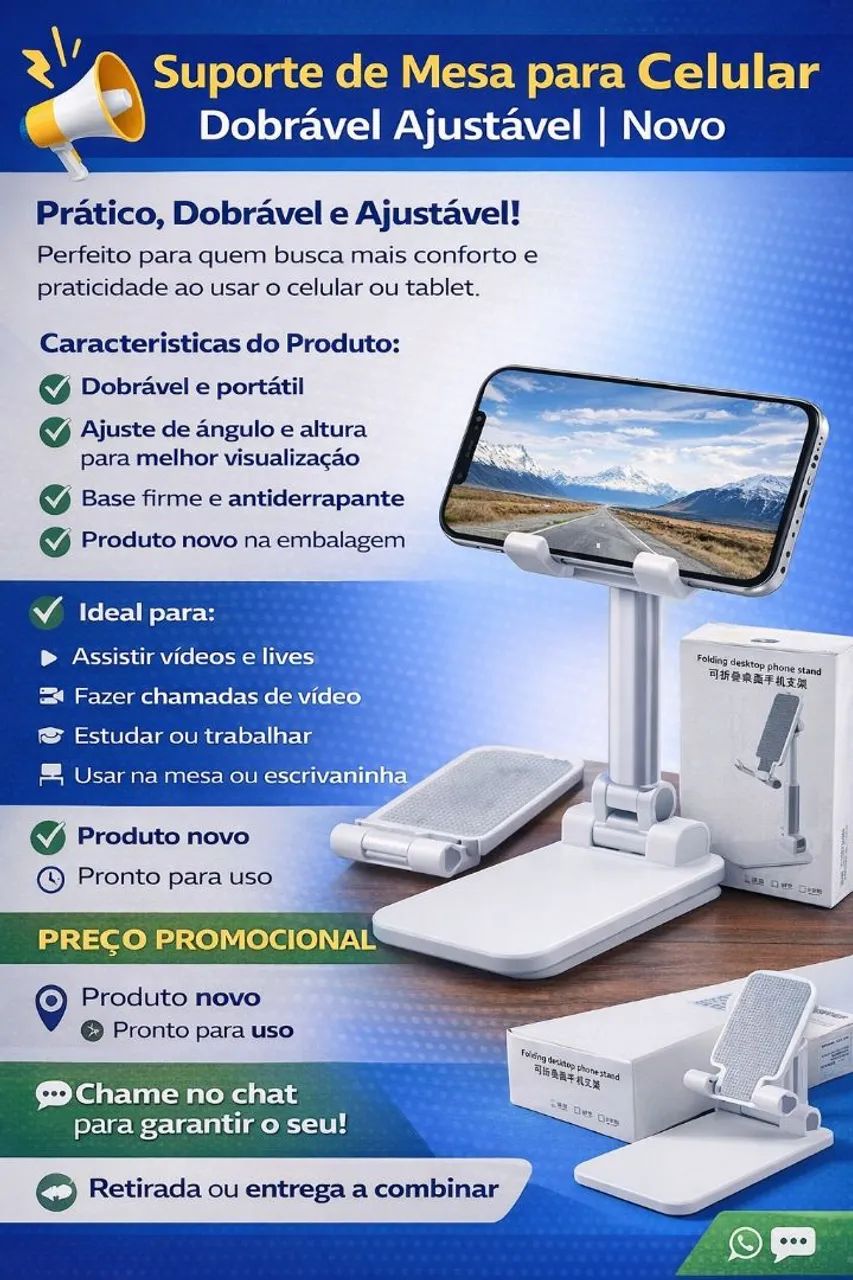 VENDO SUPORTE DE MESA PARA CELULAR DOBRÁVEL E AJUSTÁVEL 