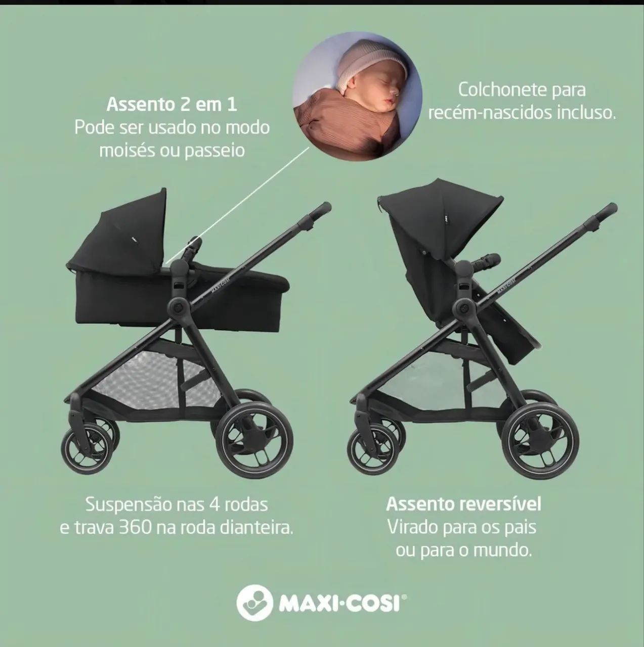 Carrinho  e Bebe Conforto Maxi Cosi Anna 3 Completo - Foto 5