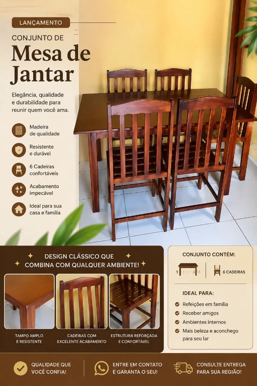 Conjunto de mesa e cadeiras