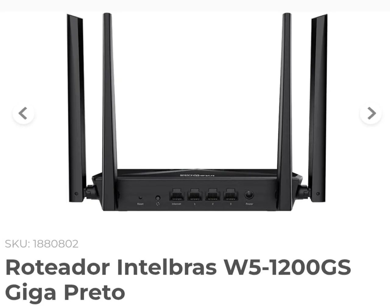 Roteador Intelbras W5-1200GS Giga Preto - Foto 3