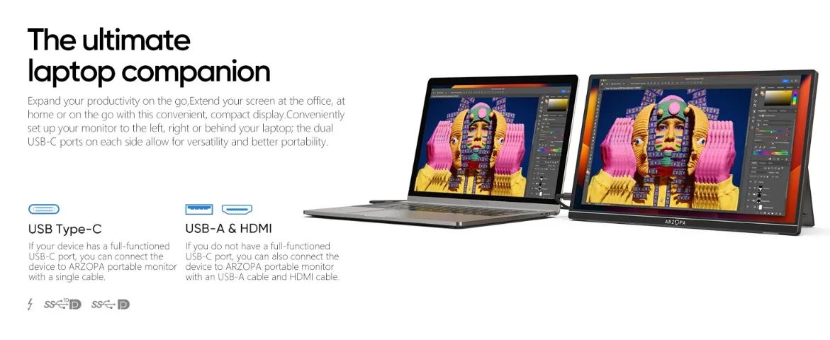 Monitor portátil 14,0'' 1080P FHD IPS HDR 16.7 MillionColors 1000:1 ContratRatio 300 Nits - Foto 5