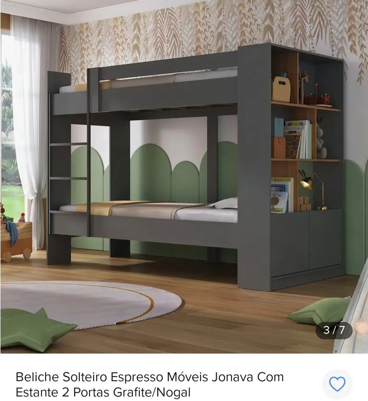Beliche, solteiro, com estante, madeira, cama