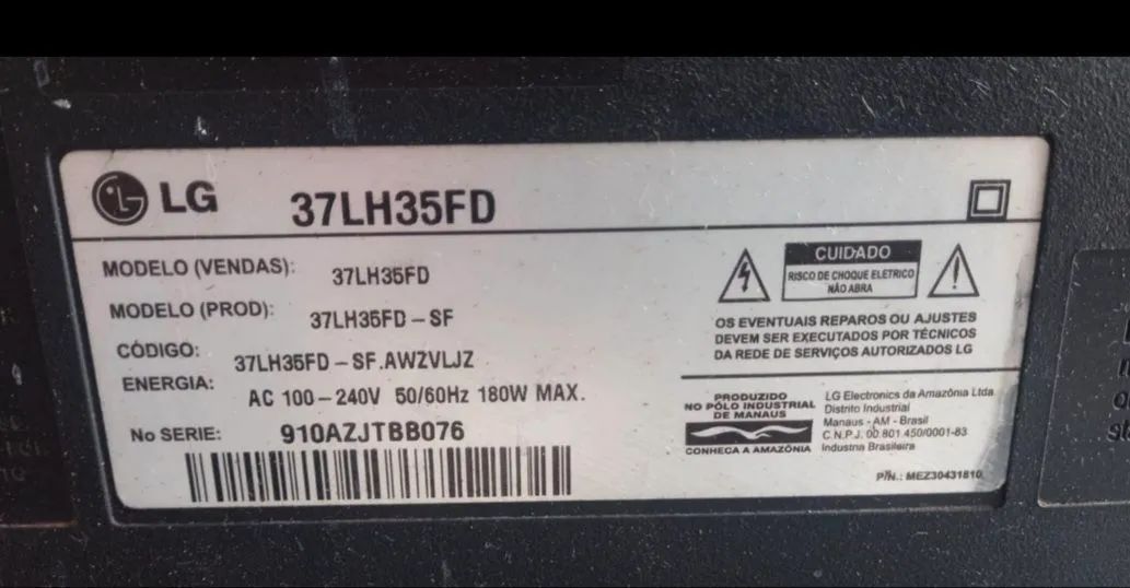 TV LG 37" Bom estado com defeito 