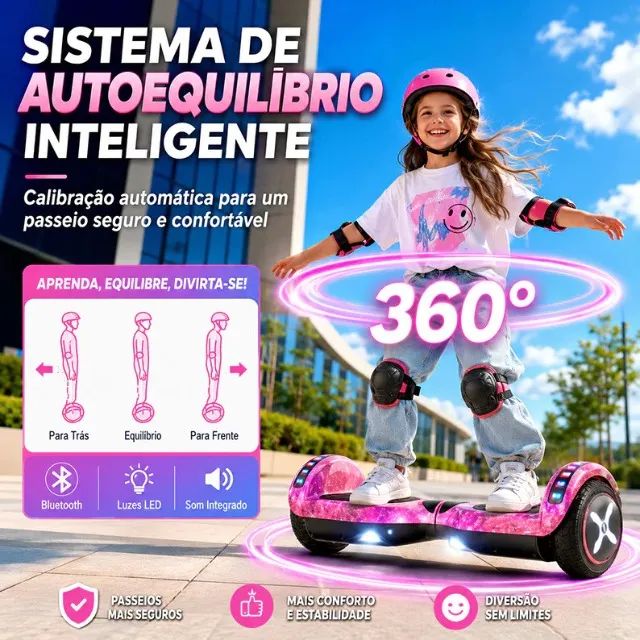 HOVERBOARD 2*MOTORES 160W COM BLUETOOTH E LEDS  - Foto 2