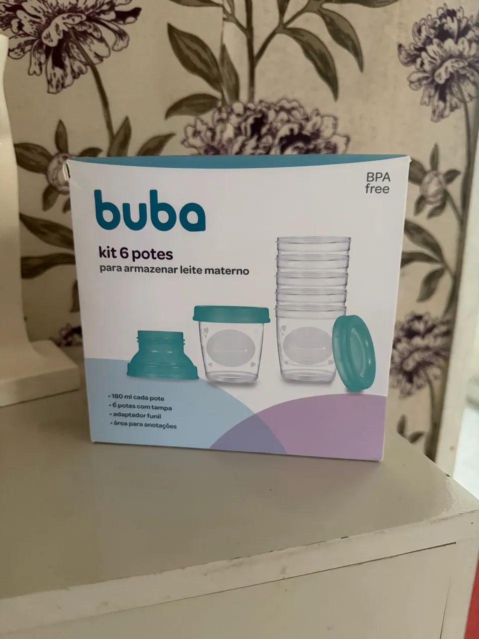Kit 6 potes para armazenar leite / buba