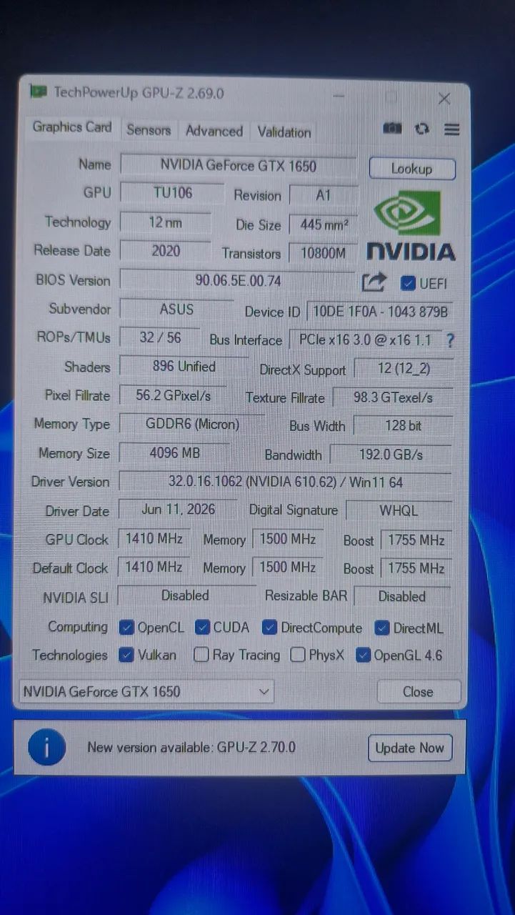 GTX 1650 (4gb) ASUS TUF GAMING  - Foto 2