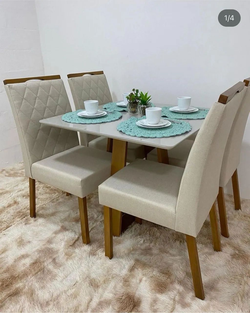 CONJUNTO MESA DE JANTAR COM 4 CADEIRAS - MEDIDAS 120x80 - Foto 4