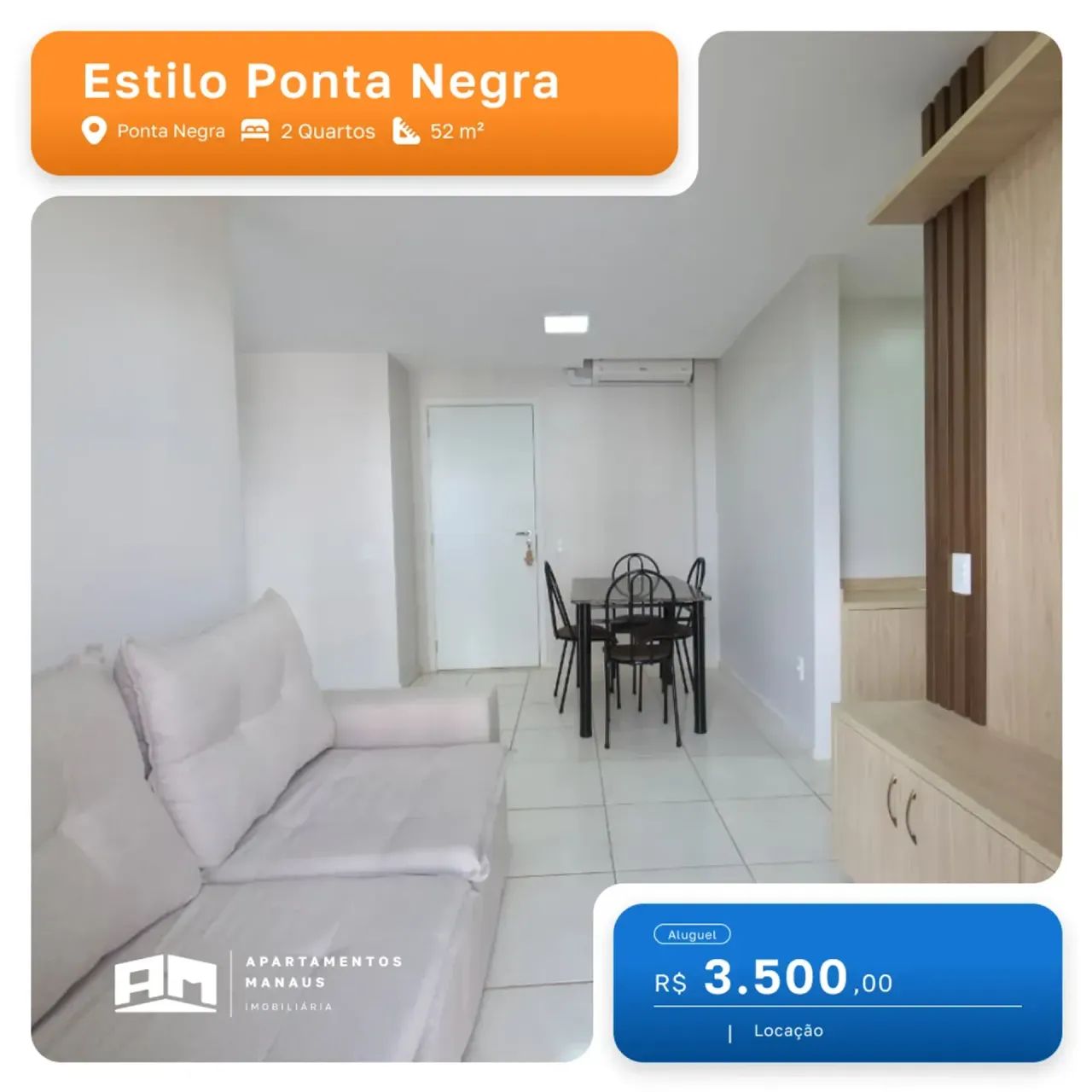 Estilo Ponta Negra  2 Quartos (1 Suíte)