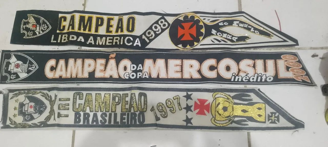 Faixa Vasco da Gama Campeão da Taça Libertadores 1998, Mercosul 2000 e Brasileiro 1997