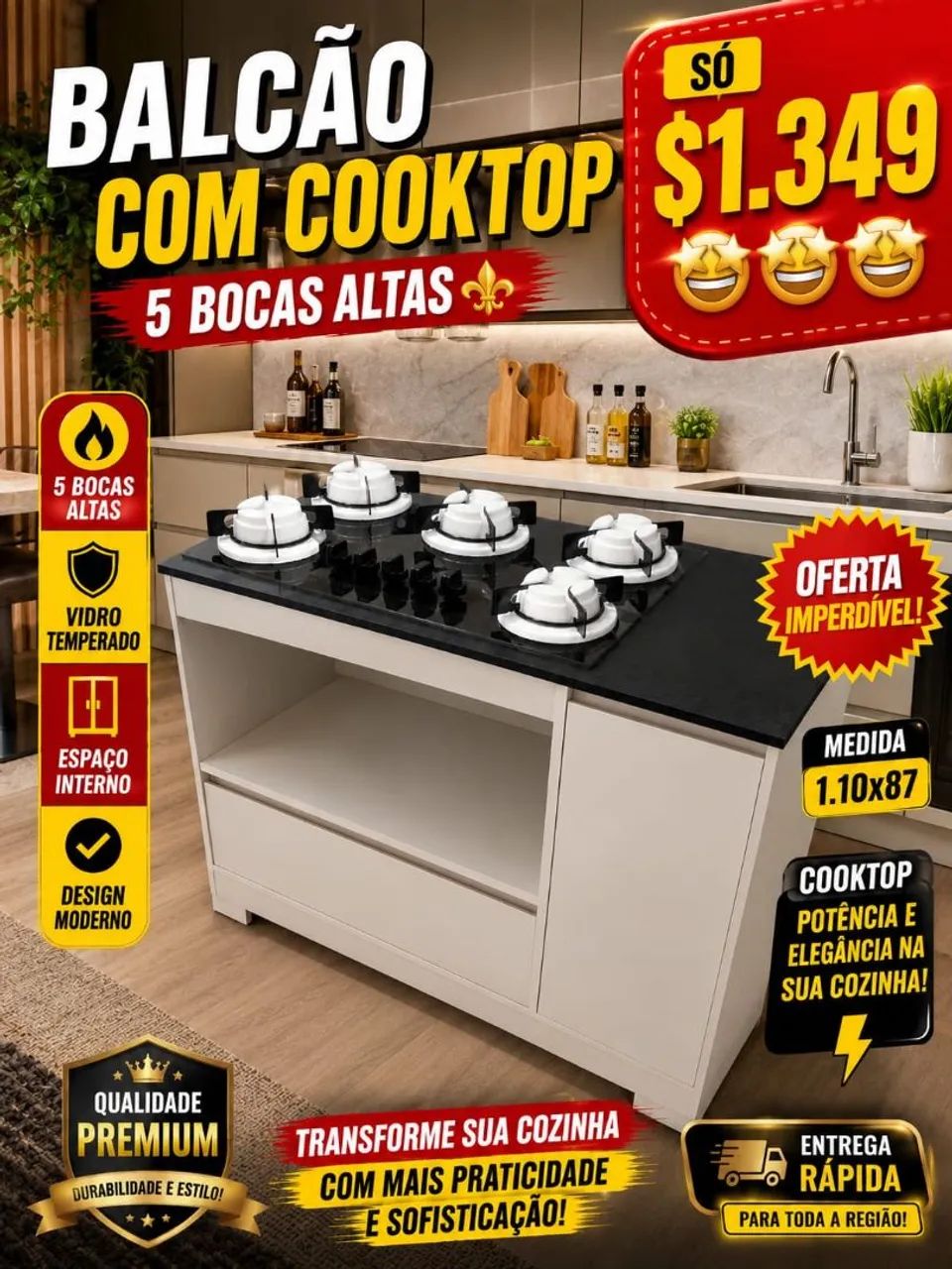 Balcão e cooktop