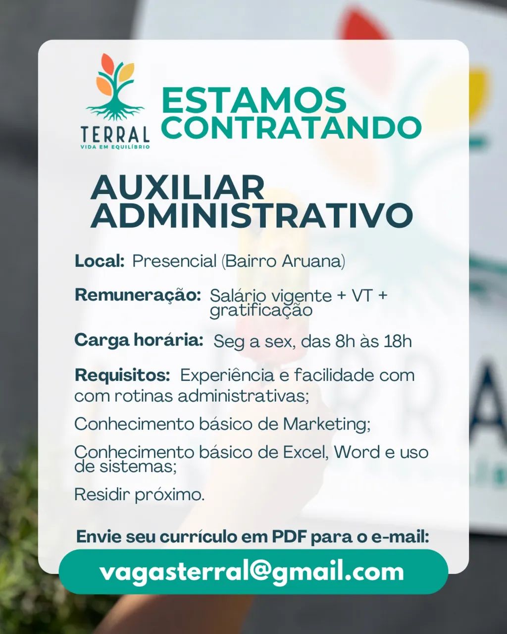 Vaga Auxiliar Administrativo 