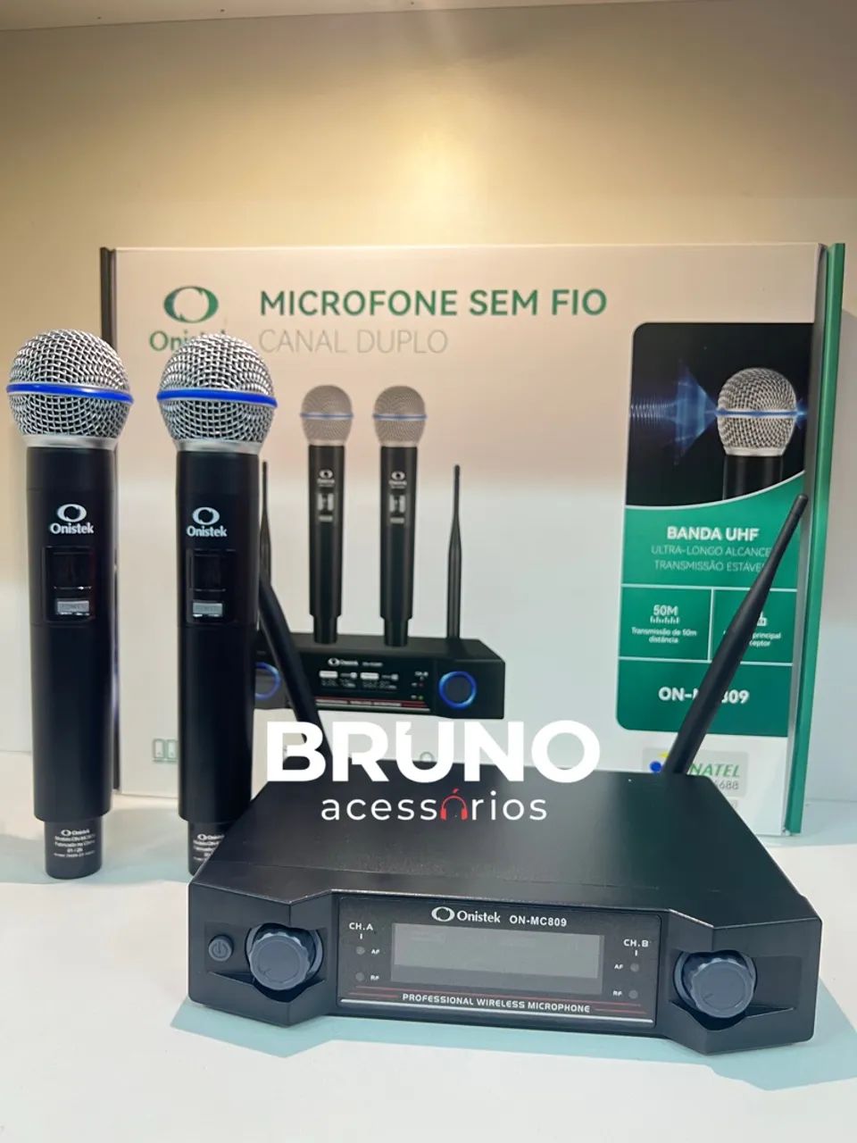 Kit microfone sem fio duplo 